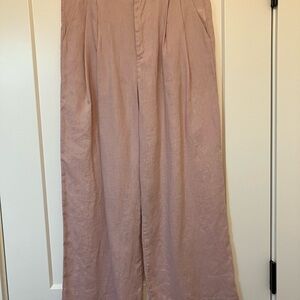 Wide Leg 100% Linen Pants - Dusty Pink - Medium